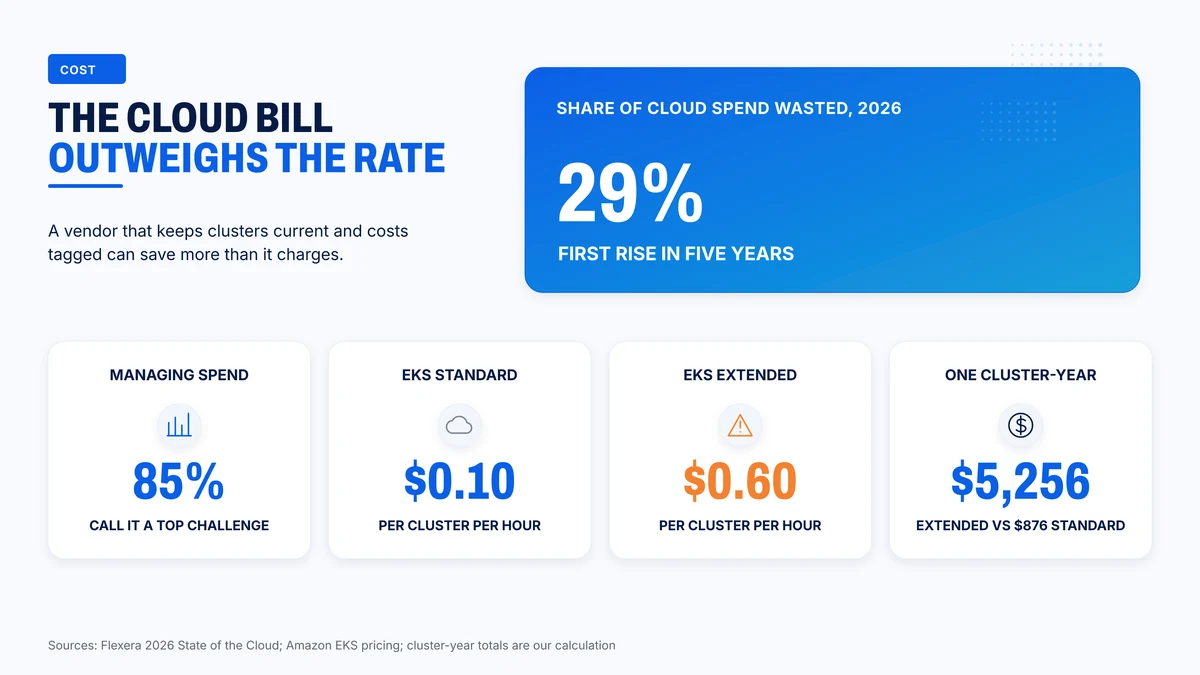 Cloud waste and the price of Kubernetes extended support