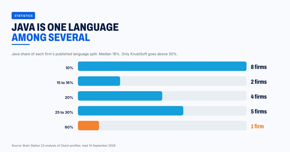 Java share of the language split across the twenty firms